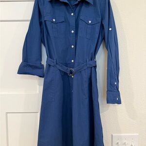 Chaps Navy Long Sleeve Dress